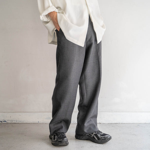 1990-00s Japan vintage dark gray herringbone wool slacks