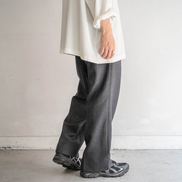 1990-00s Japan vintage dark gray herringbone wool slacks