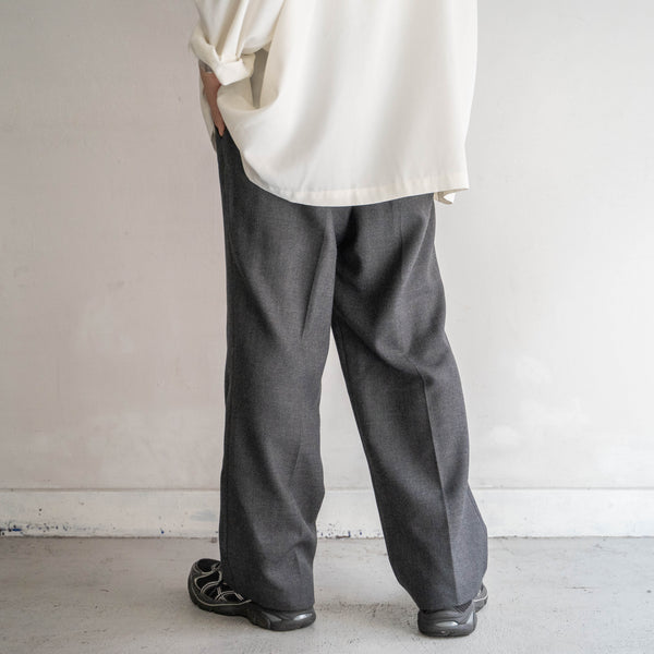1990-00s Japan vintage dark gray herringbone wool slacks