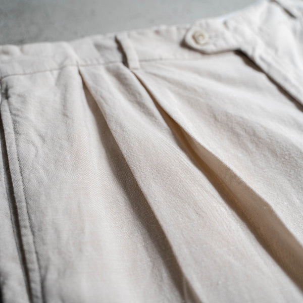 1990s ivory linen × tencel 2 tuck wide slacks