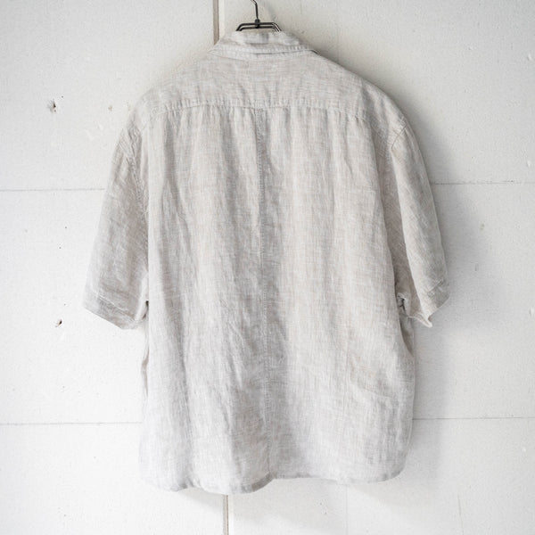 2000s light gray color linen fabric short sleeve shirt 'remake'