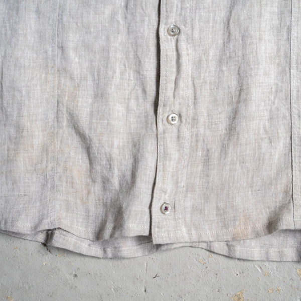 2000s light gray color linen fabric short sleeve shirt 'remake'