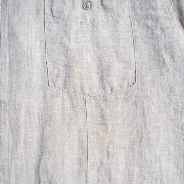 2000s light gray color linen fabric short sleeve shirt 'remake'