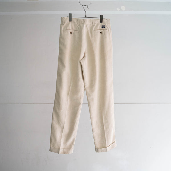 1990s ivory linen × cotton 2 tuck slacks