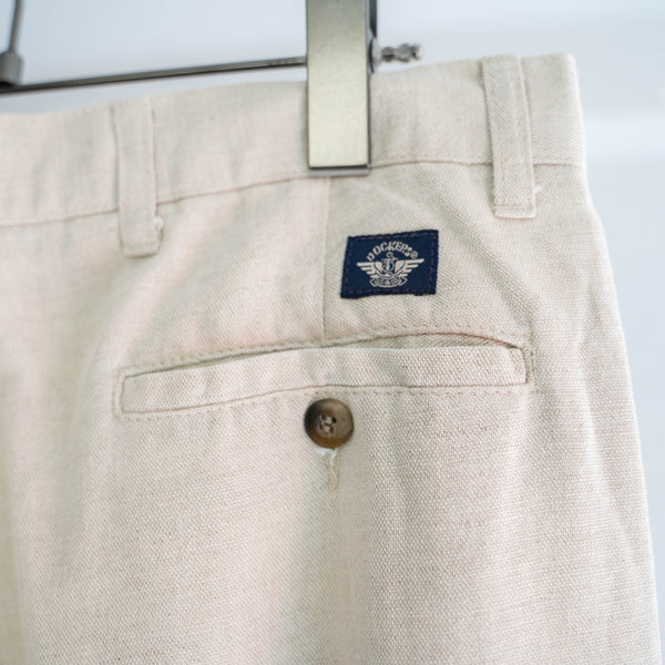 1990s ivory linen × cotton 2 tuck slacks