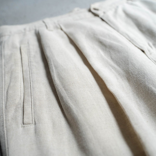 1990s ivory linen × cotton 2 tuck slacks