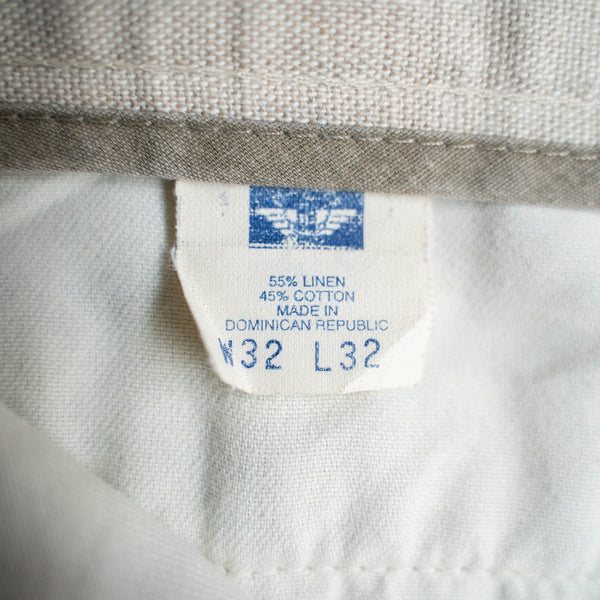 1990s ivory linen × cotton 2 tuck slacks