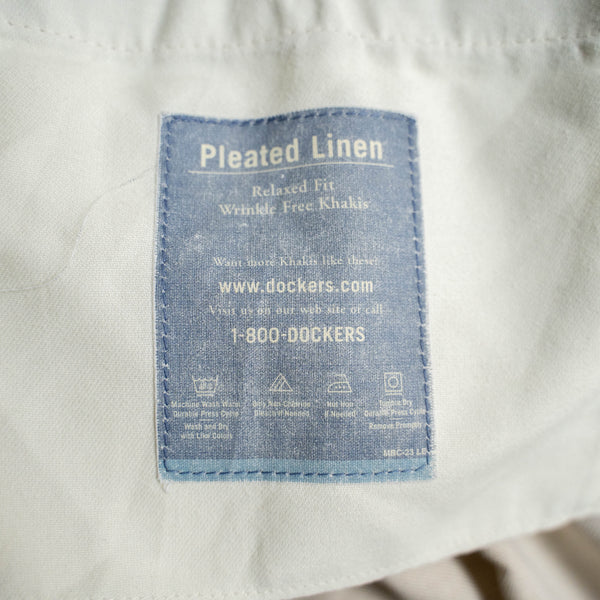 1990s ivory linen × cotton 2 tuck slacks