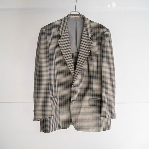 1990s Japan vintage khaki green based check tailored jacket