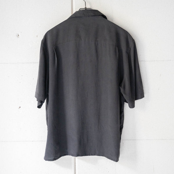 1990s black color silk open collar short sleeve design  shirt 'remake'