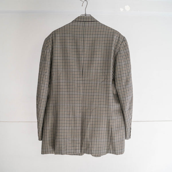 1990s Japan vintage khaki green based check tailored jacket