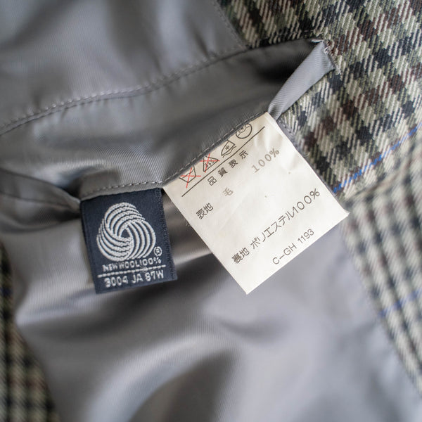 1990s Japan vintage khaki green based check tailored jacket