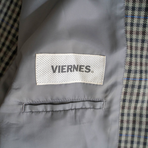 1990s Japan vintage khaki green based check tailored jacket