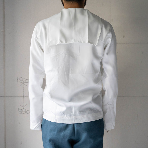 1980s US navy white color poly sailor smock shirt 'dead stock'