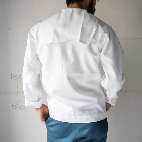 1980s US navy white color poly sailor smock shirt 'dead stock'