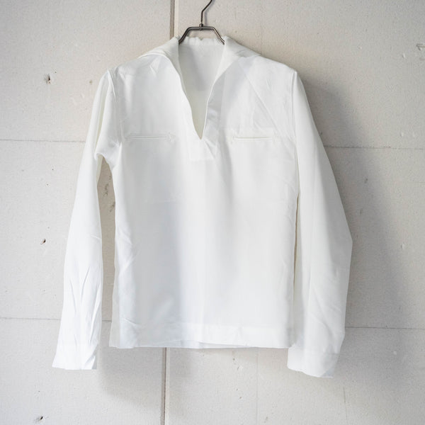 1980s US navy white color poly sailor smock shirt 'dead stock'