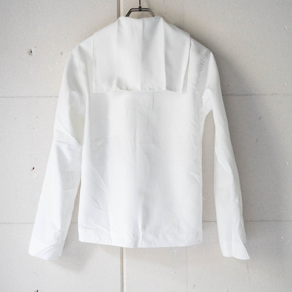 1980s US navy white color poly sailor smock shirt 'dead stock'