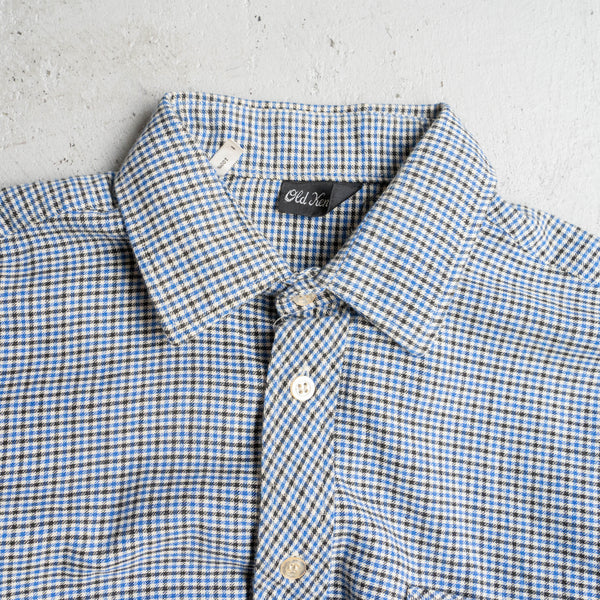 around 1990s blue × black checked grandpa shirt