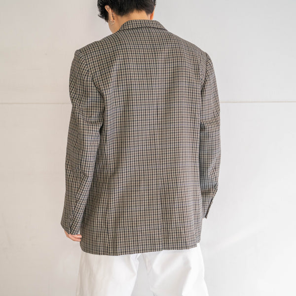 1990s Japan vintage khaki green based check tailored jacket
