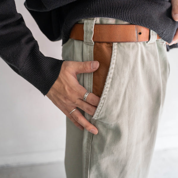 1990s ORVIS cotton 100 chino pants -leather patch-