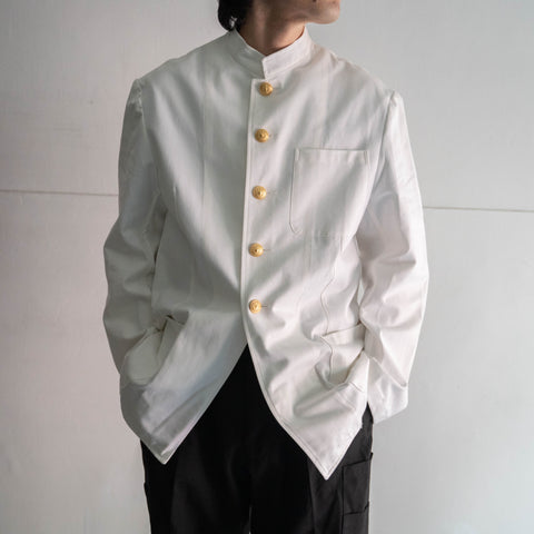 around 2000s Italian military stand collar jacket -white color- 'mint condition'