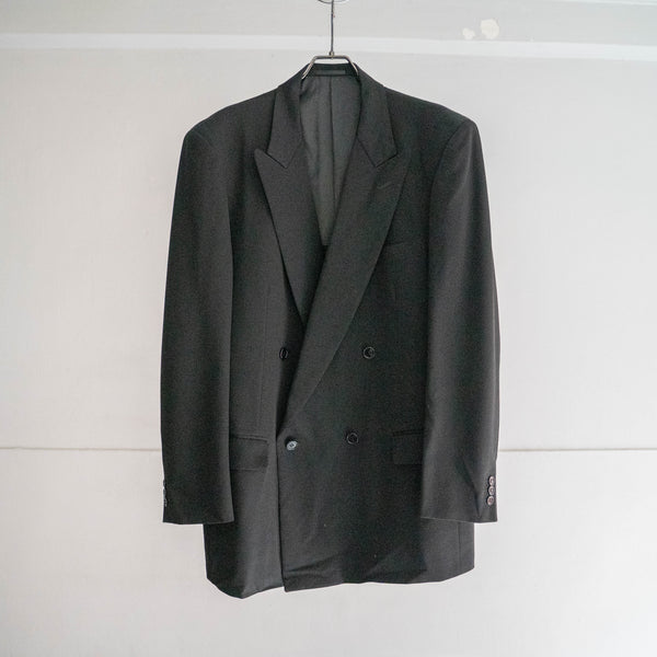 1990-00s Japan vintage black double breasted tailored jacket -3