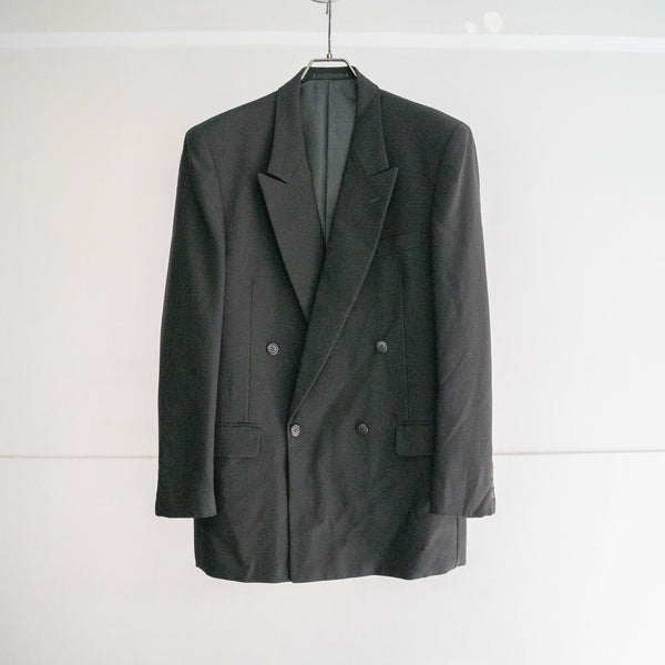 1990-00s Japan vintage black double breasted tailored jacket -2