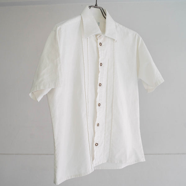 1990-00s Germany white color cotton  tyrolean short sleeve shirt 'remake'