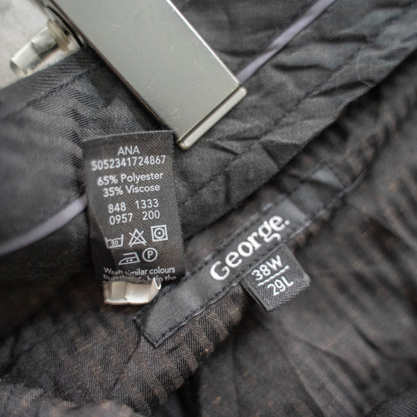 2000s black poly × viscose 1 tuck slacks