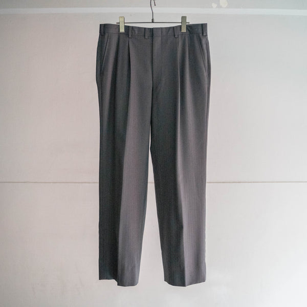 1980-90s Japan vintage gray × blue striped herringbone slacks