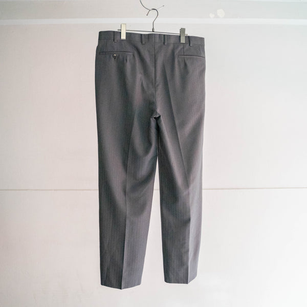 1980-90s Japan vintage gray × blue striped herringbone slacks