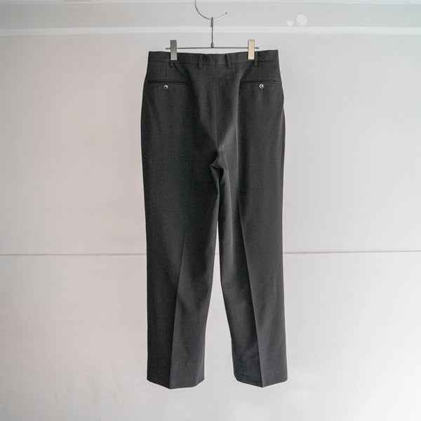 1990-00s Japan vintage black wide wool slacks with side adjuster