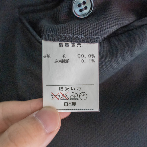 1990-00s Japan vintage black wide wool slacks with side adjuster