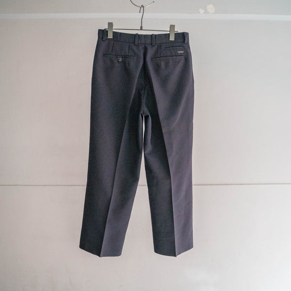1990-00s black poly 100 2 tuck wide slacks