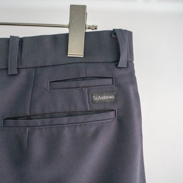 1990-00s black poly 100 2 tuck wide slacks