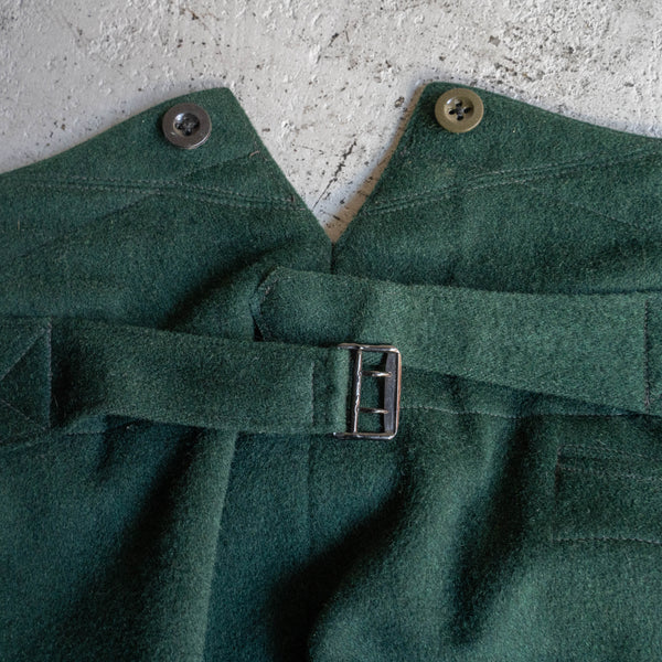 1940-50s Europe mos green color wool work pants -with buckle back- 'mint condition'
