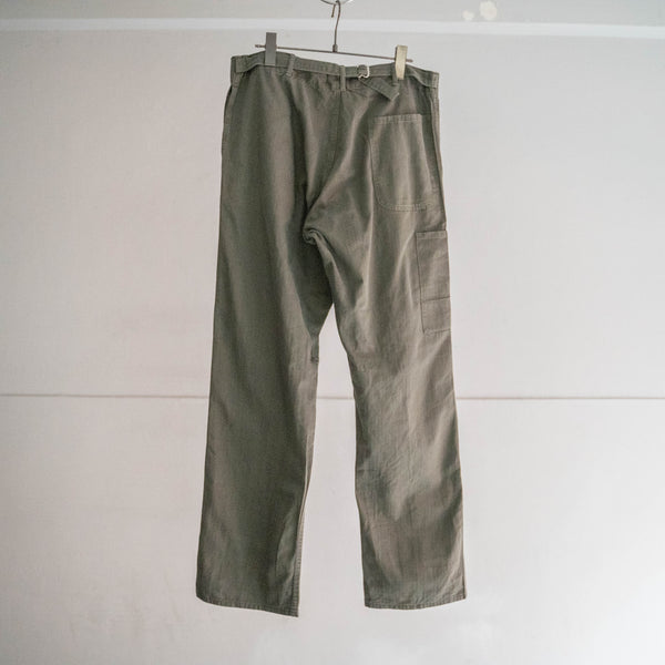 1970-80s Germany green HBT work pants with cinch back