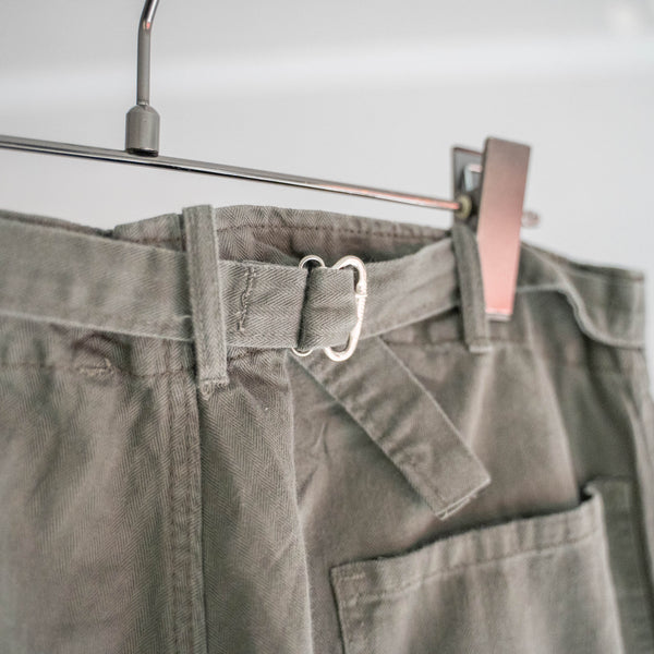 1970-80s Germany green HBT work pants with cinch back