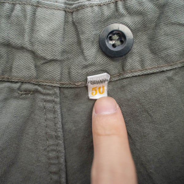 1970-80s Germany green HBT work pants with cinch back