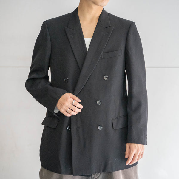1990-00s Japan vintage black double breasted tailored jacket -1
