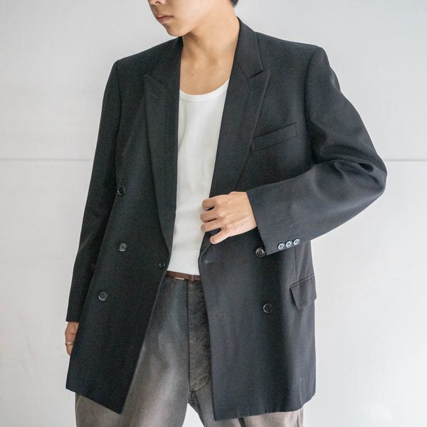 1990-00s Japan vintage black double breasted tailored jacket -1