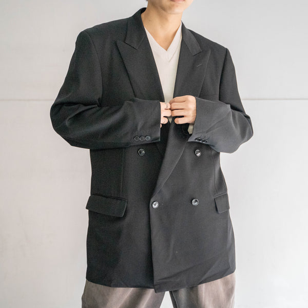 1990-00s Japan vintage black double breasted tailored jacket -3