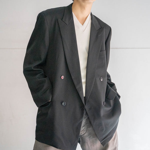 1990-00s Japan vintage black double breasted tailored jacket -3