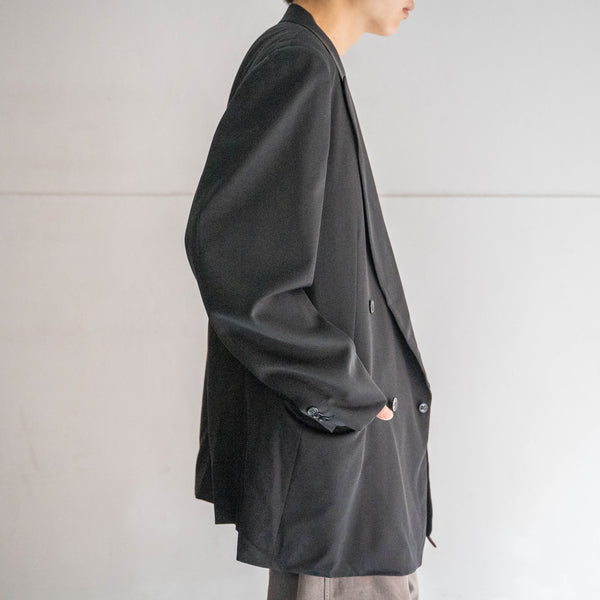 1990-00s Japan vintage black double breasted tailored jacket -3