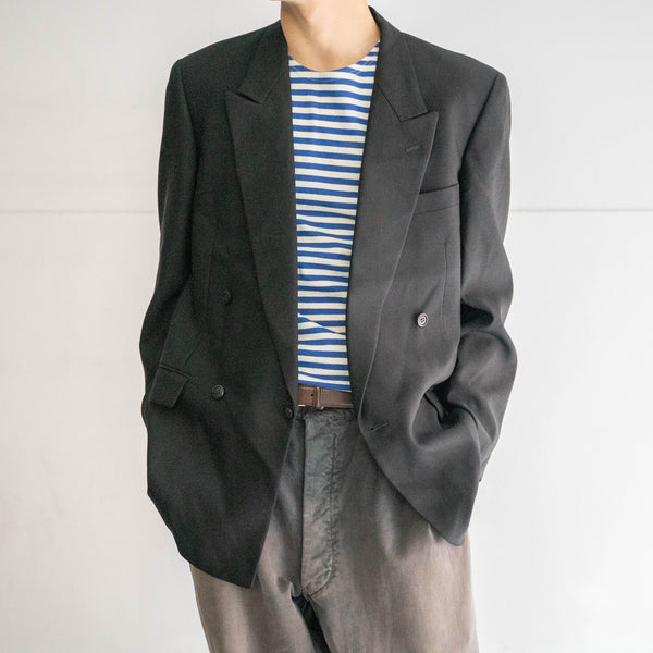1990-00s Japan vintage black double breasted tailored jacket -2