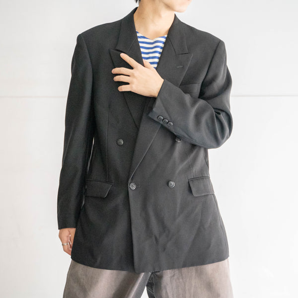 1990-00s Japan vintage black double breasted tailored jacket -2