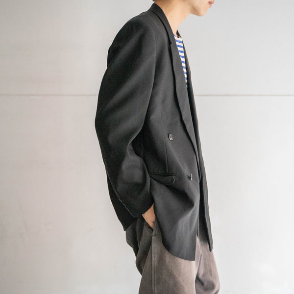1990-00s Japan vintage black double breasted tailored jacket -2