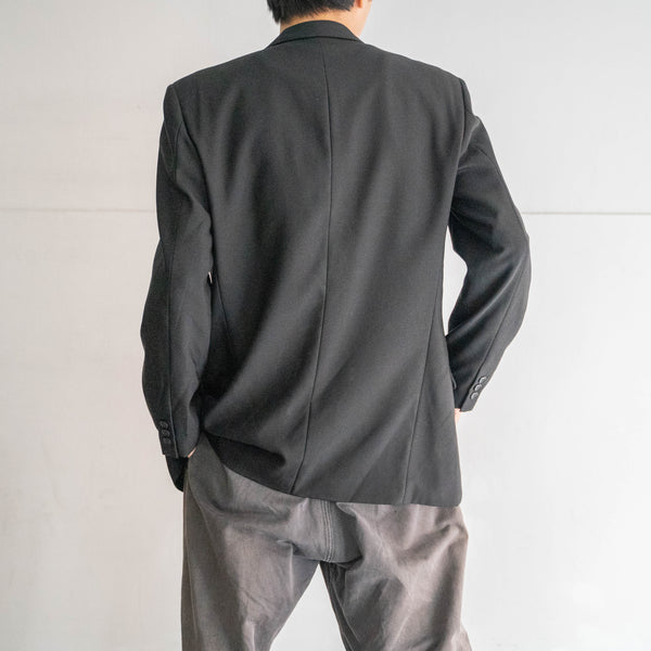 1990-00s Japan vintage black double breasted tailored jacket -2