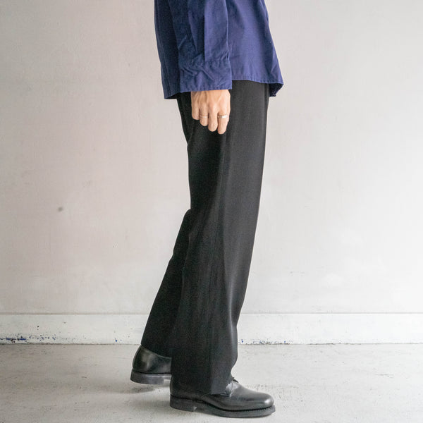 1990s Japan vintage black wool 100 1 tuck slacks