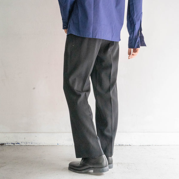 1990s Japan vintage black wool 100 1 tuck slacks